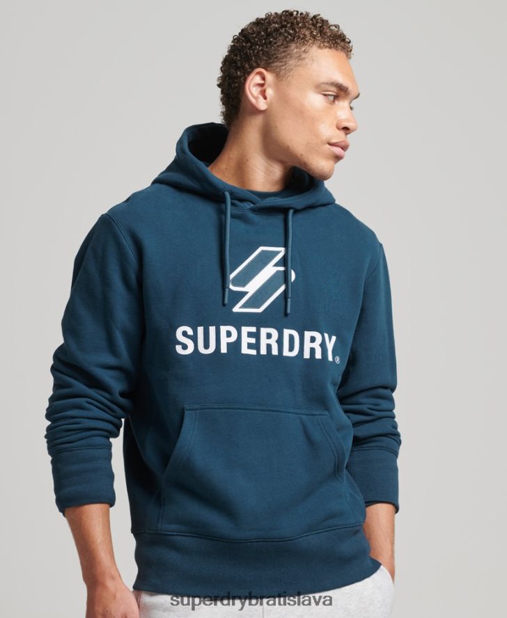 Superdry muži naukladaná mikina s logom 6B4ZTR5161 oblečenie tmavomodrá