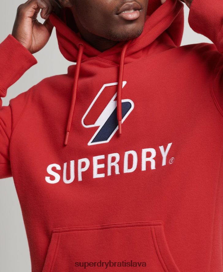 Superdry muži naukladaná mikina s logom 6B4ZTR5194 oblečenie červená