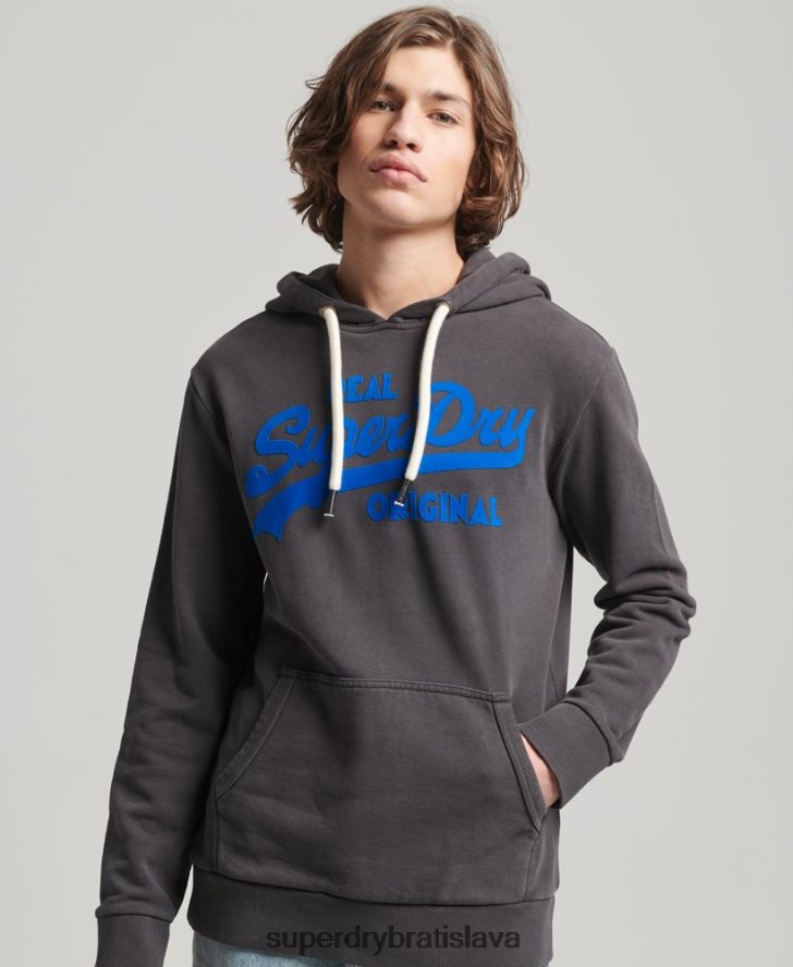 Superdry muži neónová mikina s vintage logom 6B4ZTR544 oblečenie tmavošedý