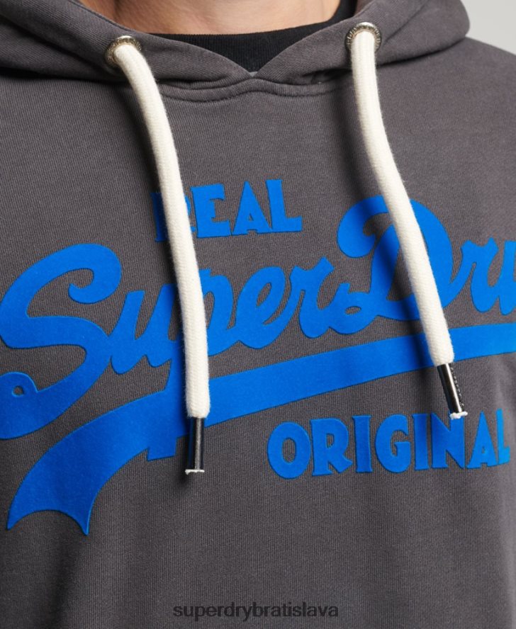 Superdry muži neónová mikina s vintage logom 6B4ZTR544 oblečenie tmavošedý