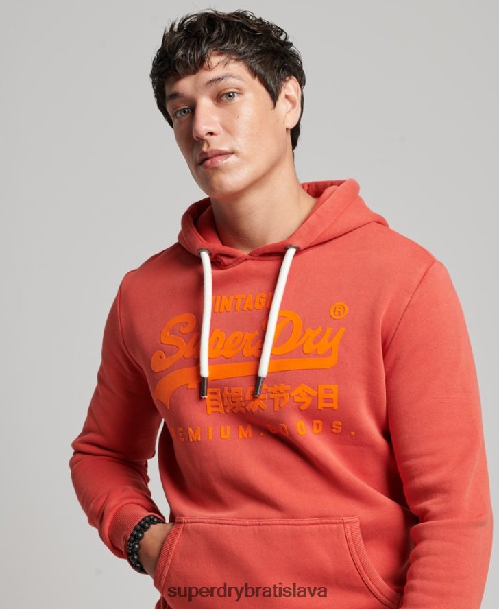 Superdry muži neónová mikina s vintage logom 6B4ZTR569 oblečenie červená