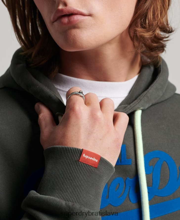 Superdry muži neónová mikina s vintage logom 6B4ZTR660 oblečenie tmavošedý