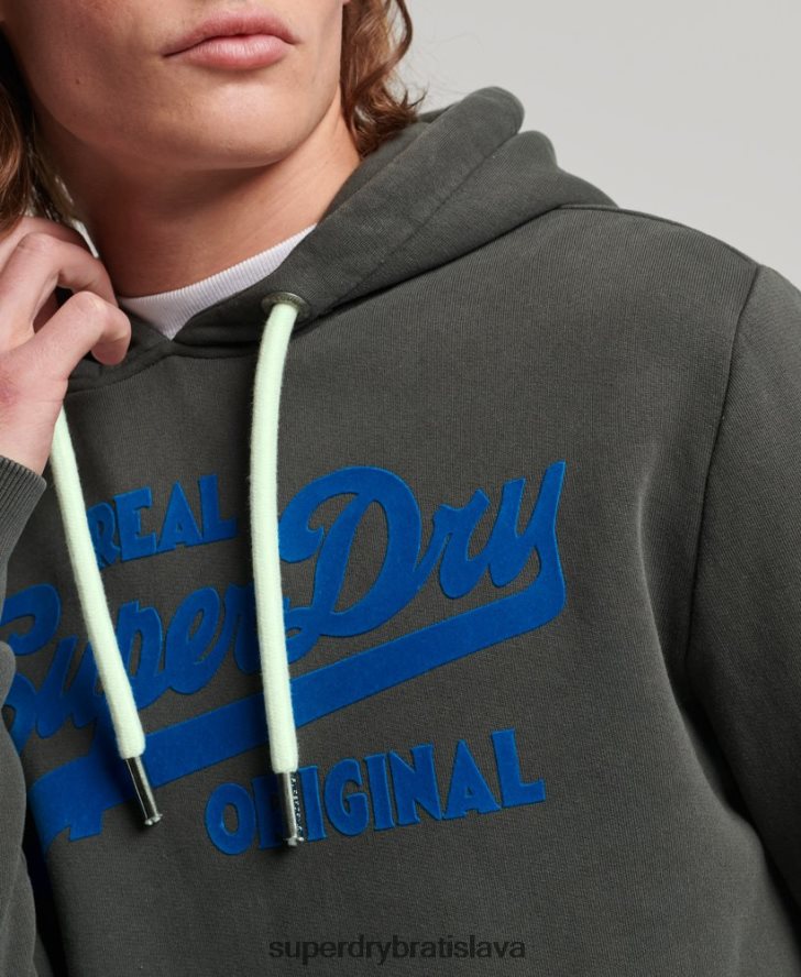 Superdry muži neónová mikina s vintage logom 6B4ZTR660 oblečenie tmavošedý
