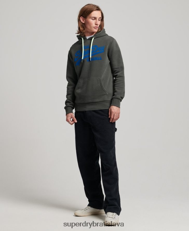 Superdry muži neónová mikina s vintage logom 6B4ZTR660 oblečenie tmavošedý