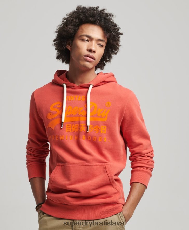 Superdry muži neónová mikina s vintage logom 6B4ZTR795 oblečenie červená