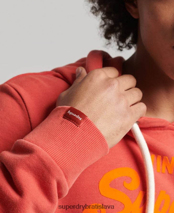 Superdry muži neónová mikina s vintage logom 6B4ZTR795 oblečenie červená