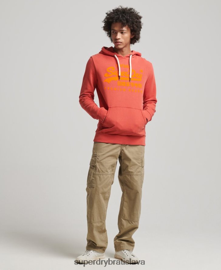 Superdry muži neónová mikina s vintage logom 6B4ZTR795 oblečenie červená