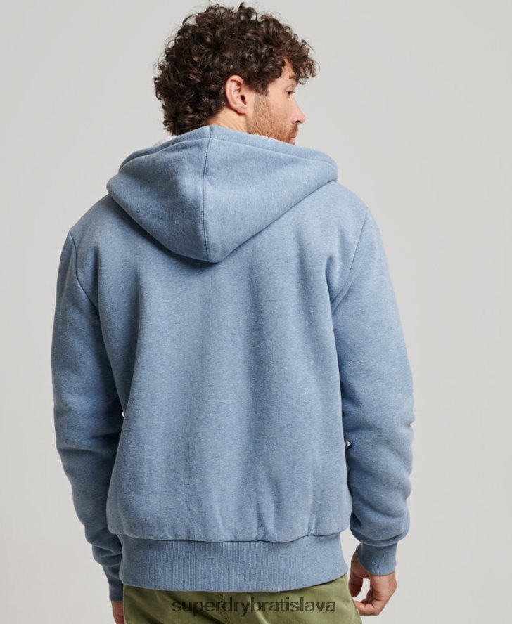 Superdry muži nevyhnutná mikina na zips s podšívkou Borg 6B4ZTR4988 oblečenie svetlo modrá