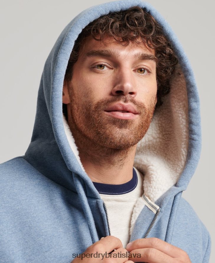 Superdry muži nevyhnutná mikina na zips s podšívkou Borg 6B4ZTR4988 oblečenie svetlo modrá