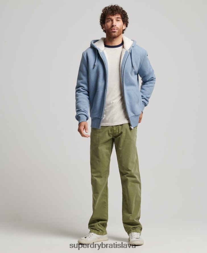 Superdry muži nevyhnutná mikina na zips s podšívkou Borg 6B4ZTR4988 oblečenie svetlo modrá