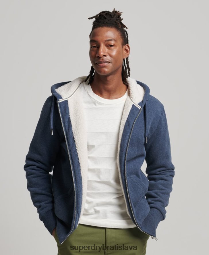 Superdry muži nevyhnutná mikina na zips s podšívkou Borg 6B4ZTR499 oblečenie námorníctvo