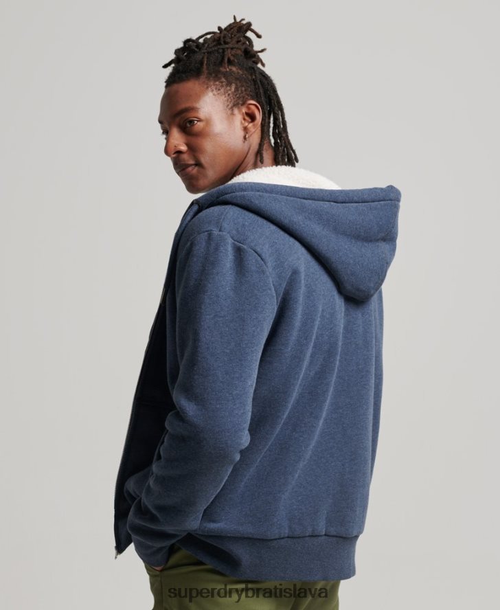 Superdry muži nevyhnutná mikina na zips s podšívkou Borg 6B4ZTR499 oblečenie námorníctvo