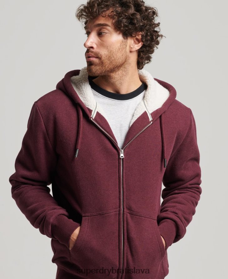 Superdry muži nevyhnutná mikina na zips s podšívkou Borg 6B4ZTR5032 oblečenie červená
