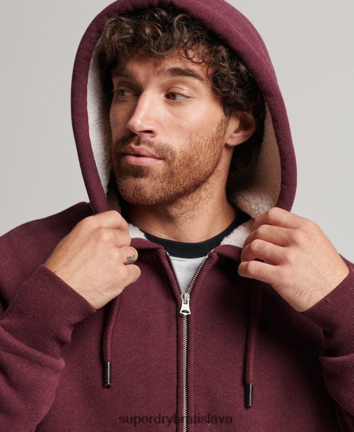 Superdry muži nevyhnutná mikina na zips s podšívkou Borg 6B4ZTR5032 oblečenie červená