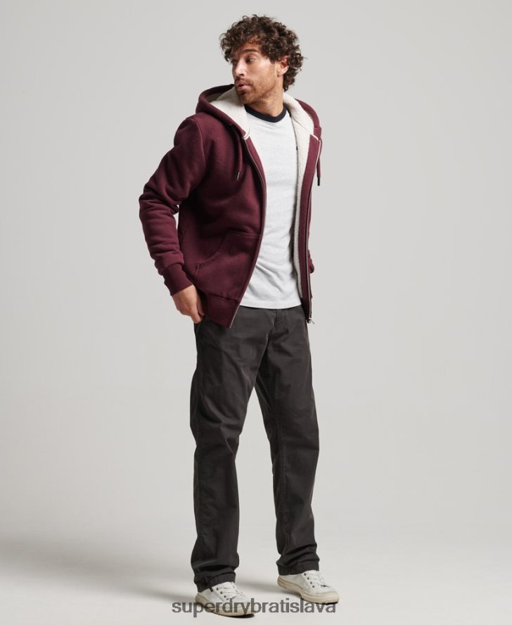 Superdry muži nevyhnutná mikina na zips s podšívkou Borg 6B4ZTR5032 oblečenie červená