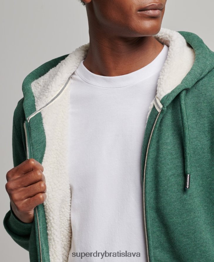Superdry muži nevyhnutná mikina na zips s podšívkou Borg 6B4ZTR679 oblečenie zelená