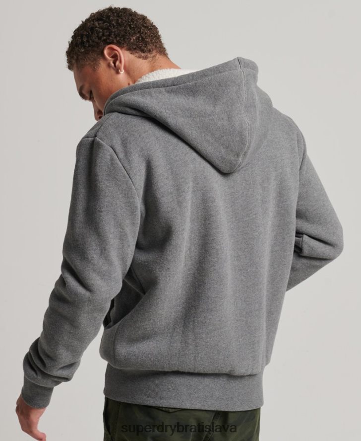 Superdry muži nevyhnutná mikina na zips s podšívkou Borg 6B4ZTR680 oblečenie sivá