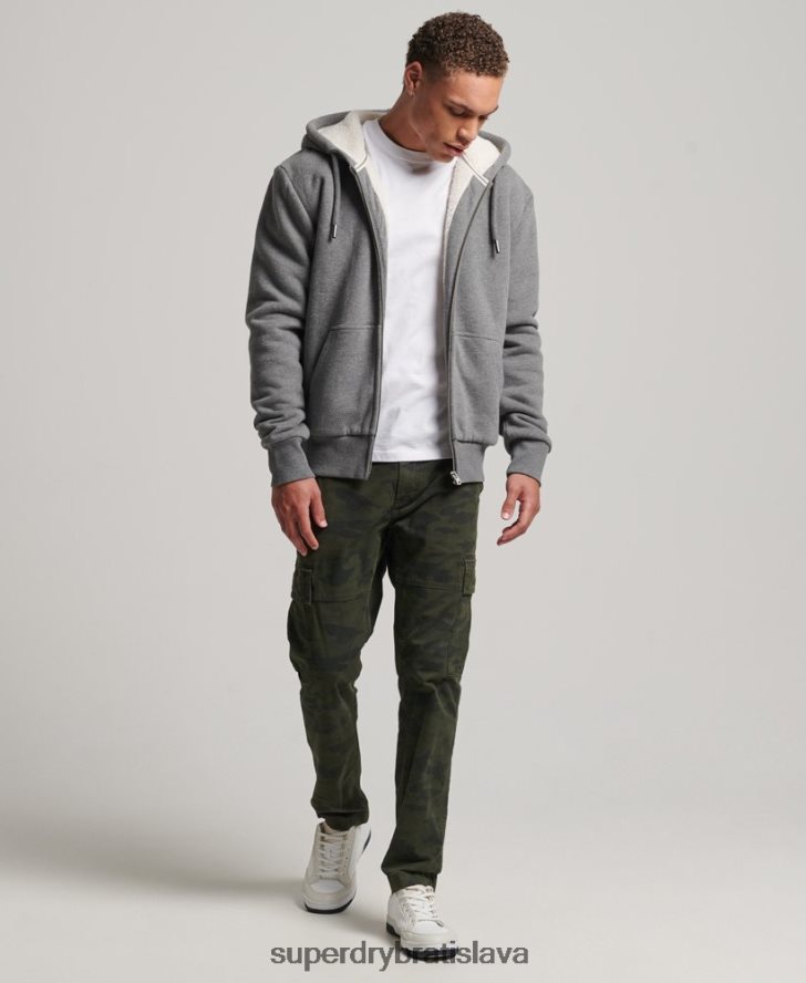 Superdry muži nevyhnutná mikina na zips s podšívkou Borg 6B4ZTR680 oblečenie sivá