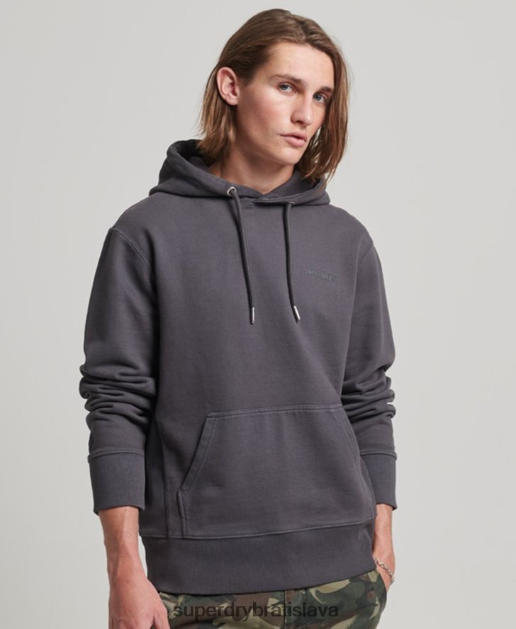 Superdry muži nevyhnutná prefarbená mikina s kapucňou 6B4ZTR553 oblečenie tmavošedý