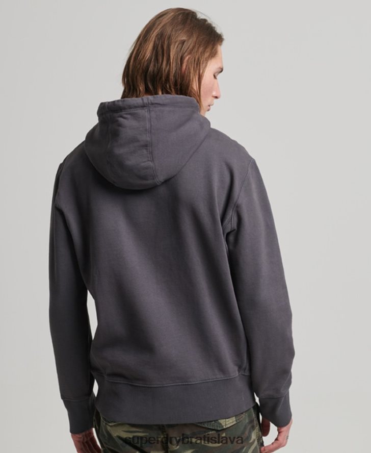 Superdry muži nevyhnutná prefarbená mikina s kapucňou 6B4ZTR553 oblečenie tmavošedý