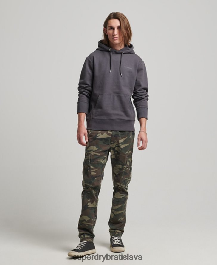 Superdry muži nevyhnutná prefarbená mikina s kapucňou 6B4ZTR553 oblečenie tmavošedý