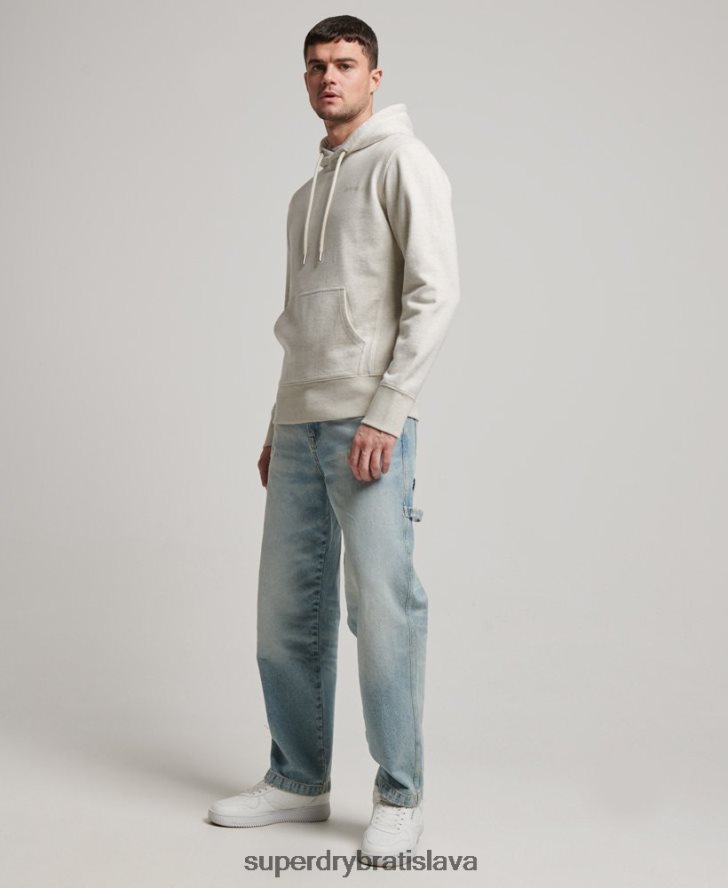 Superdry muži nevyhnutná prefarbená mikina s kapucňou 6B4ZTR574 oblečenie béžová