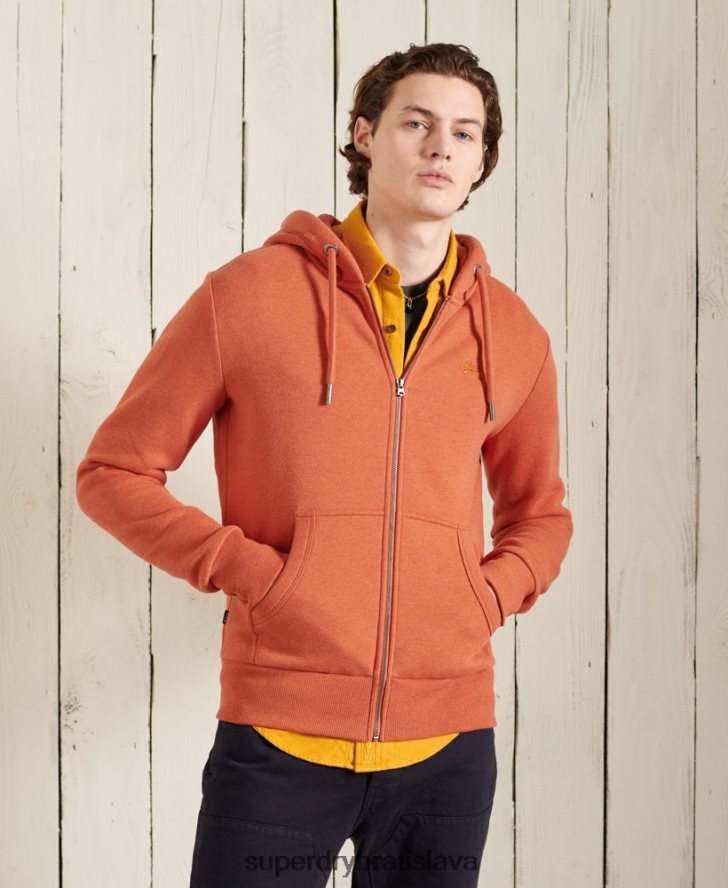 Superdry muži oranžový štítok klasická mikina na zips 6B4ZTR852 oblečenie oranžová