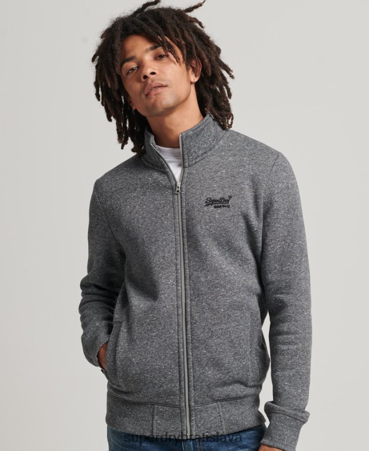 Superdry muži organická bavlna vintage logo zips track top 6B4ZTR5010 oblečenie tmavošedý