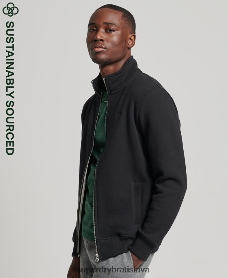 Superdry muži organická bavlna vintage logo zips track top 6B4ZTR5153 oblečenie čierna