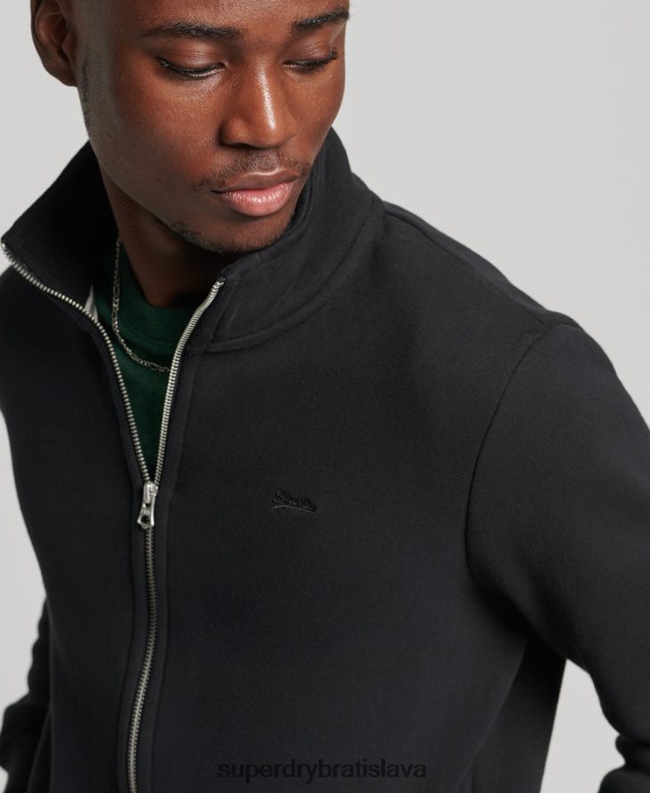 Superdry muži organická bavlna vintage logo zips track top 6B4ZTR5153 oblečenie čierna
