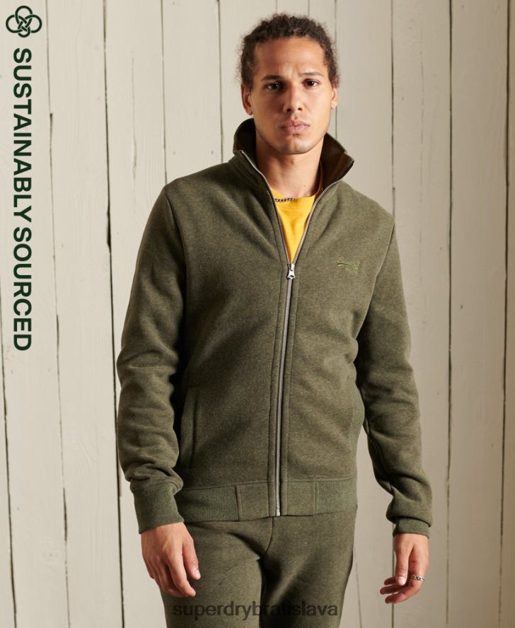 Superdry muži organická bavlna vintage logo zips track top 6B4ZTR5173 oblečenie kaki