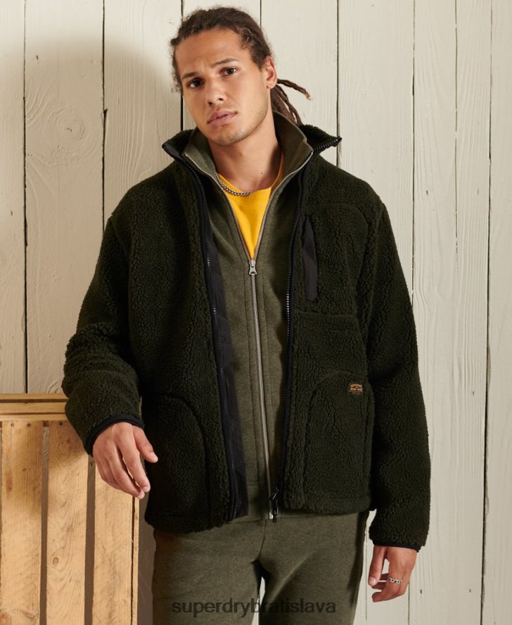 Superdry muži organická bavlna vintage logo zips track top 6B4ZTR5173 oblečenie kaki