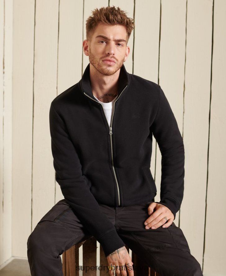 Superdry muži organická bavlna vintage logo zips track top 6B4ZTR5211 oblečenie čierna