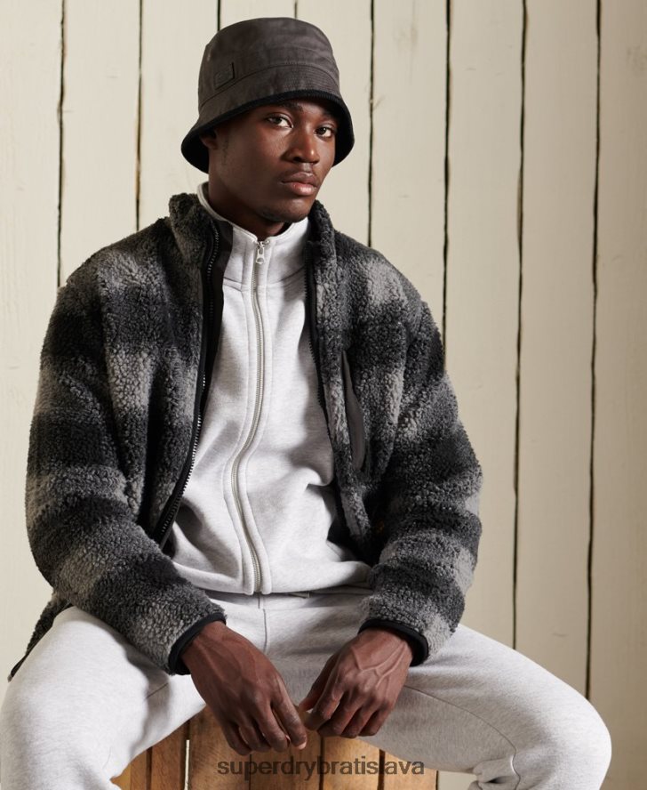 Superdry muži organická bavlna vintage logo zips track top 6B4ZTR869 oblečenie svetlo šedá