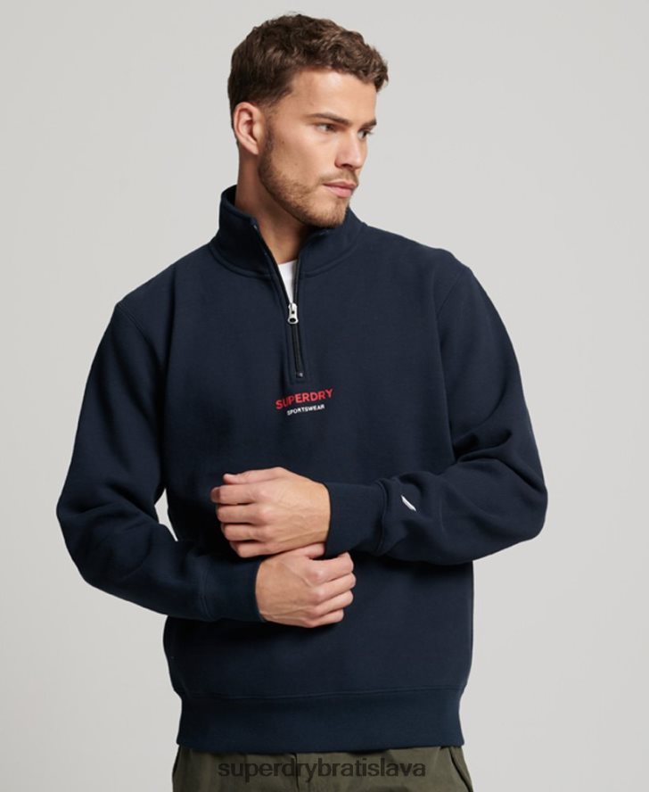 Superdry muži športová mikina na polovičný zips 6B4ZTR621 oblečenie námorníctvo
