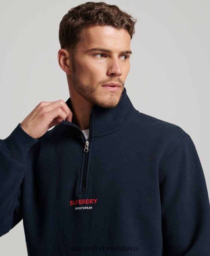 Superdry muži športová mikina na polovičný zips 6B4ZTR621 oblečenie námorníctvo