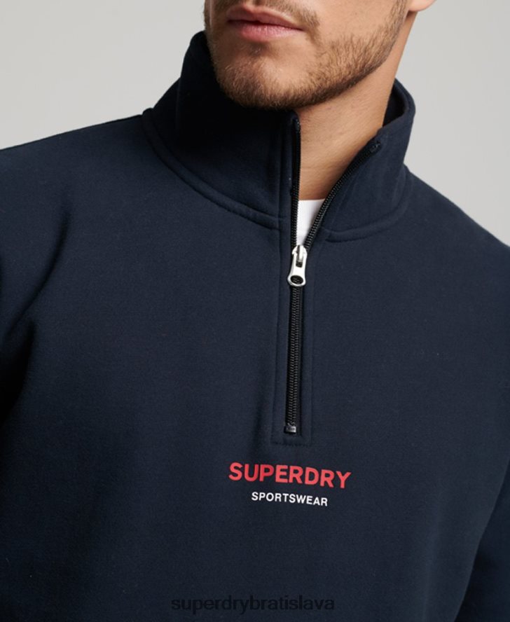 Superdry muži športová mikina na polovičný zips 6B4ZTR621 oblečenie námorníctvo