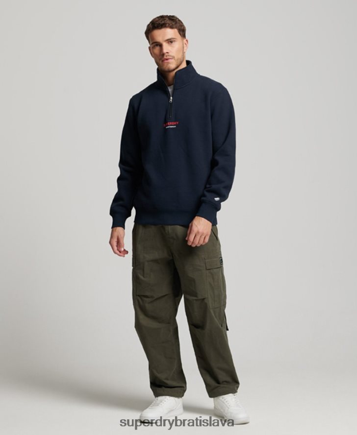 Superdry muži športová mikina na polovičný zips 6B4ZTR621 oblečenie námorníctvo