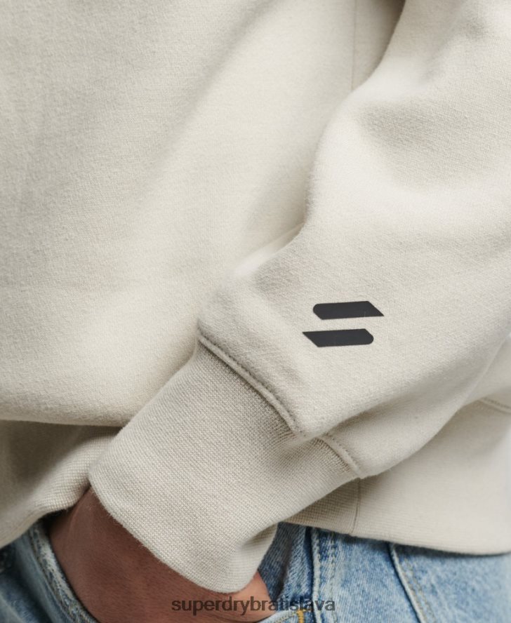 Superdry muži športová mikina na polovičný zips 6B4ZTR726 oblečenie béžová