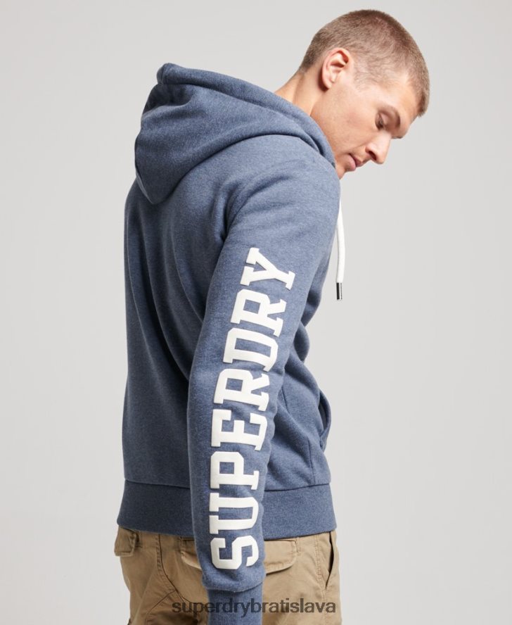 Superdry muži športová mikina na zips do posilňovne 6B4ZTR468 oblečenie námorníctvo