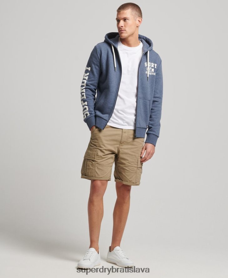 Superdry muži športová mikina na zips do posilňovne 6B4ZTR468 oblečenie námorníctvo