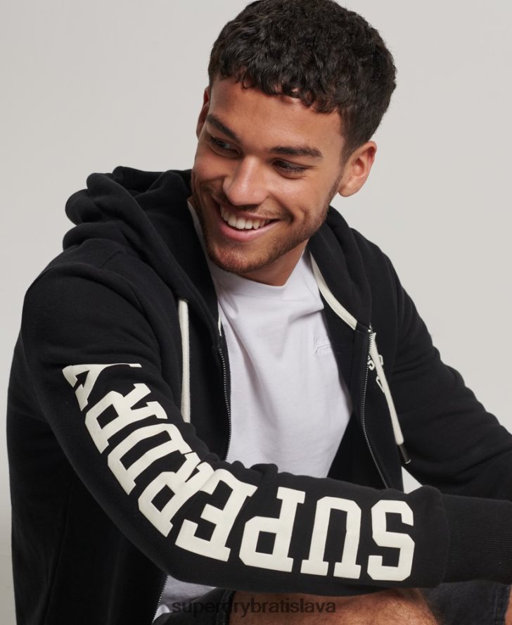 Superdry muži športová mikina na zips do posilňovne 6B4ZTR473 oblečenie čierna