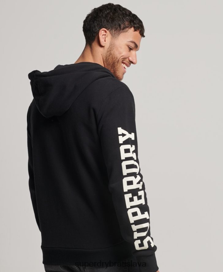 Superdry muži športová mikina na zips do posilňovne 6B4ZTR473 oblečenie čierna