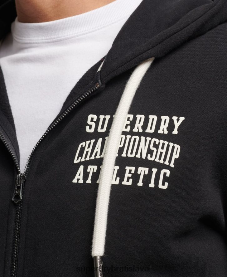 Superdry muži športová mikina na zips do posilňovne 6B4ZTR473 oblečenie čierna