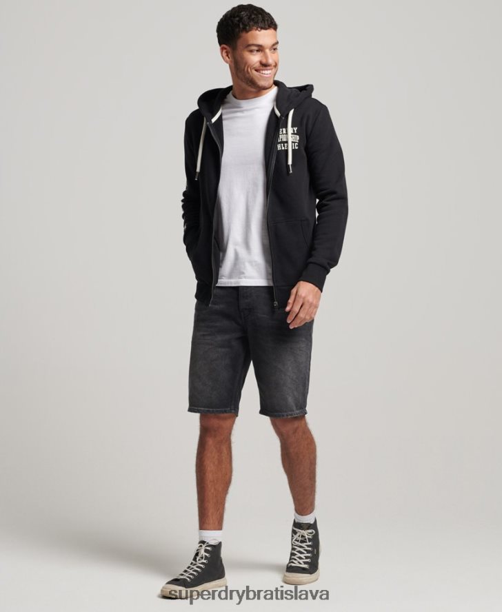 Superdry muži športová mikina na zips do posilňovne 6B4ZTR473 oblečenie čierna