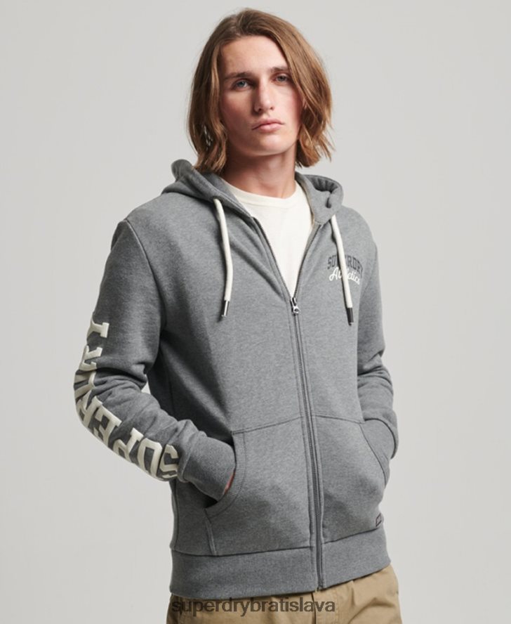 Superdry muži športová mikina na zips do posilňovne 6B4ZTR714 oblečenie sivá