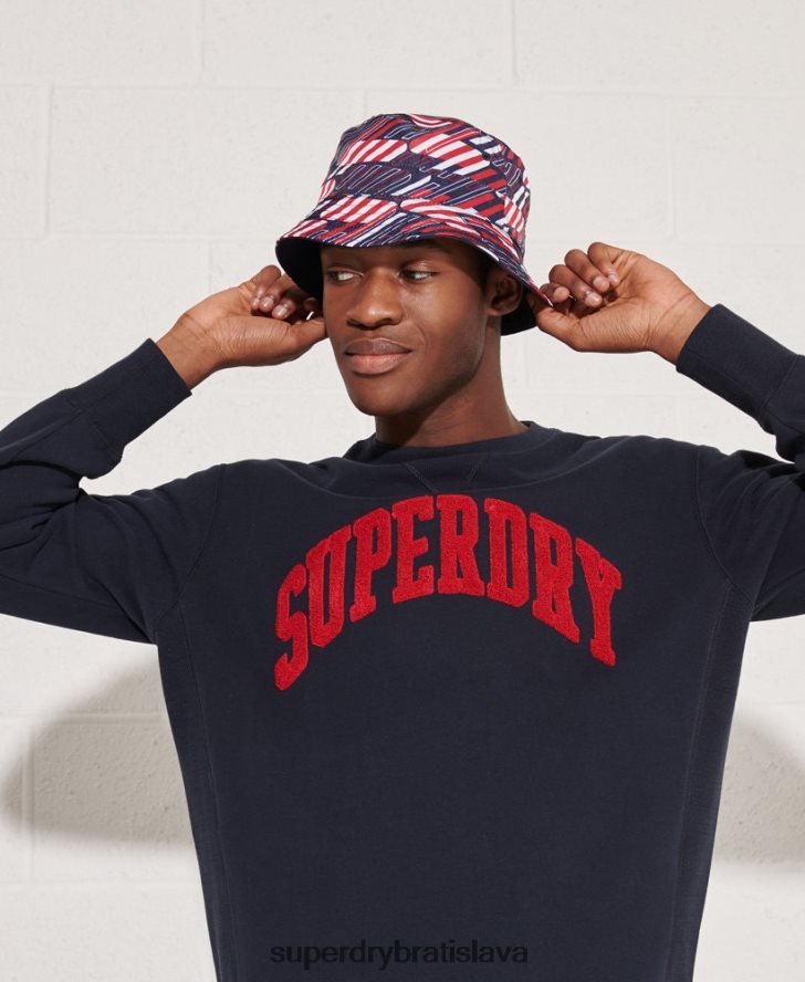 Superdry muži športová mikina true univerzitnej posádky 6B4ZTR871 oblečenie námorníctvo