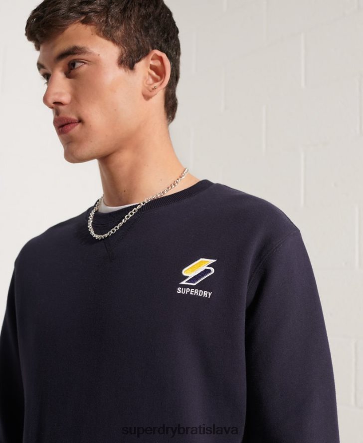 Superdry muži Športová základná mikina s výstrihom 6B4ZTR5209 oblečenie námorníctvo