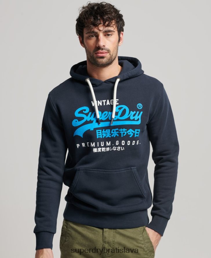 Superdry muži prémiová prefarbená mikina s vintage logom 6B4ZTR457 oblečenie námorníctvo