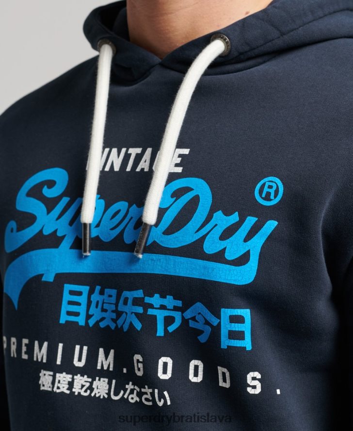 Superdry muži prémiová prefarbená mikina s vintage logom 6B4ZTR457 oblečenie námorníctvo